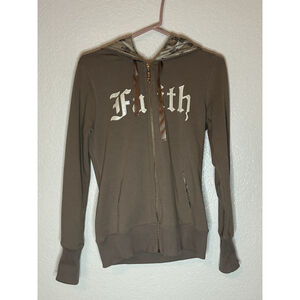 Faith Connexion Hoodie Women’s Size S Brown Gothic Y2K Vintage